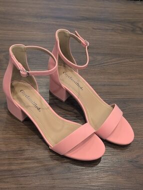 Coral Pink Block Heeled Sandal
